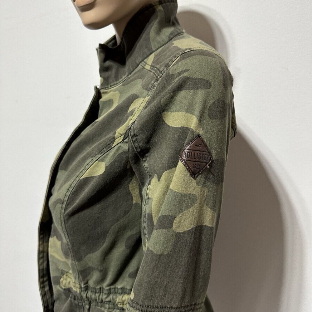 Hollister Utility Green Camo  Camouflage Jacket Women's Size M Drawstring Waist - Picture 8 of 15